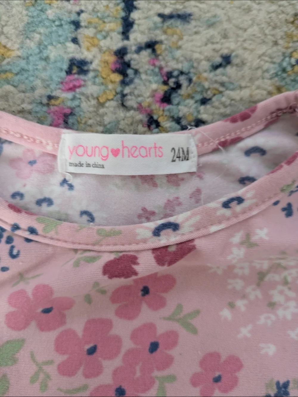 Young Hearts Toddler Pink Floral Long Sleeve Dress